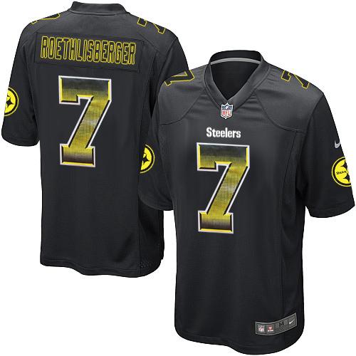 Nike Steelers #7 Ben Roethlisberger Black Team Color Men's Stitched NFL Limited Strobe Jersey - Click Image to Close